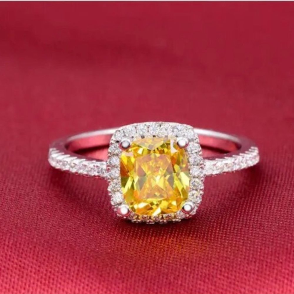 NEW LUXURY  DIAMOND S925 STERLING SILVER RING, CUTE RING, SHINY RING. - Picture 5 of 6